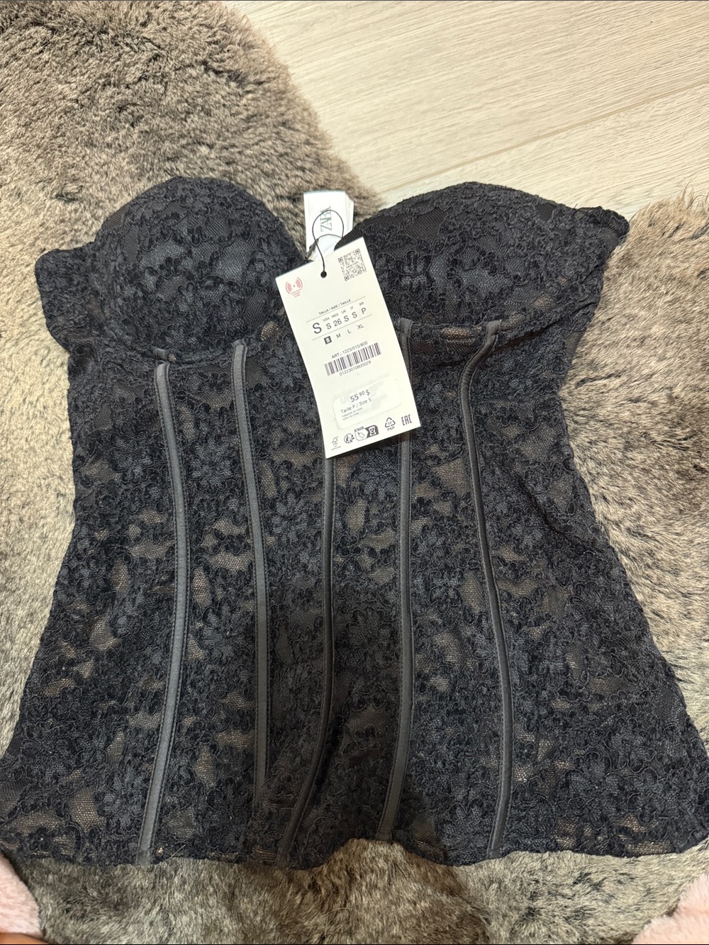 Zara Black Lace Bustier Corset Top - Women Intimates